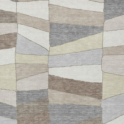 10' X 14' Ivory And Beige Geometric Washable Indoor Outdoor Area Rug HomeRoots