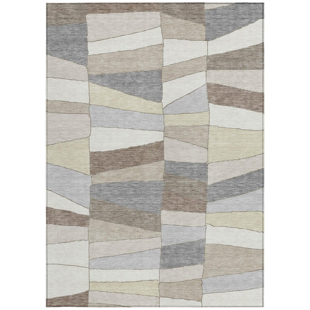 10' X 14' Ivory And Beige Geometric Washable Indoor Outdoor Area Rug HomeRoots