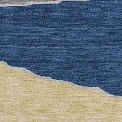 8' Navy Blue And Blue Round Geometric Washable Indoor Outdoor Area Rug HomeRoots