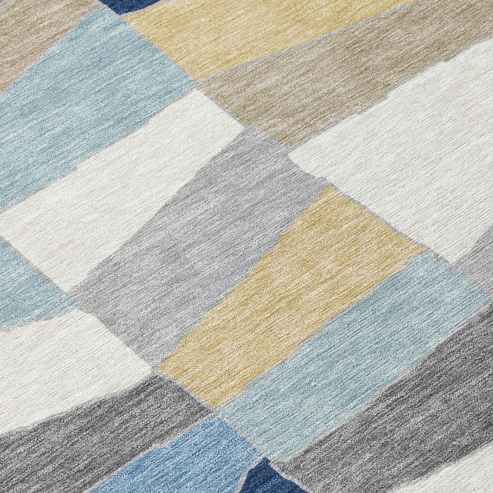 8' X 10' Navy Blue And Blue Geometric Washable Indoor Outdoor Area Rug HomeRoots