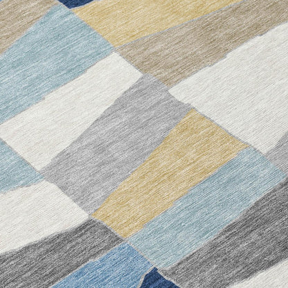 8' X 10' Navy Blue And Blue Geometric Washable Indoor Outdoor Area Rug HomeRoots