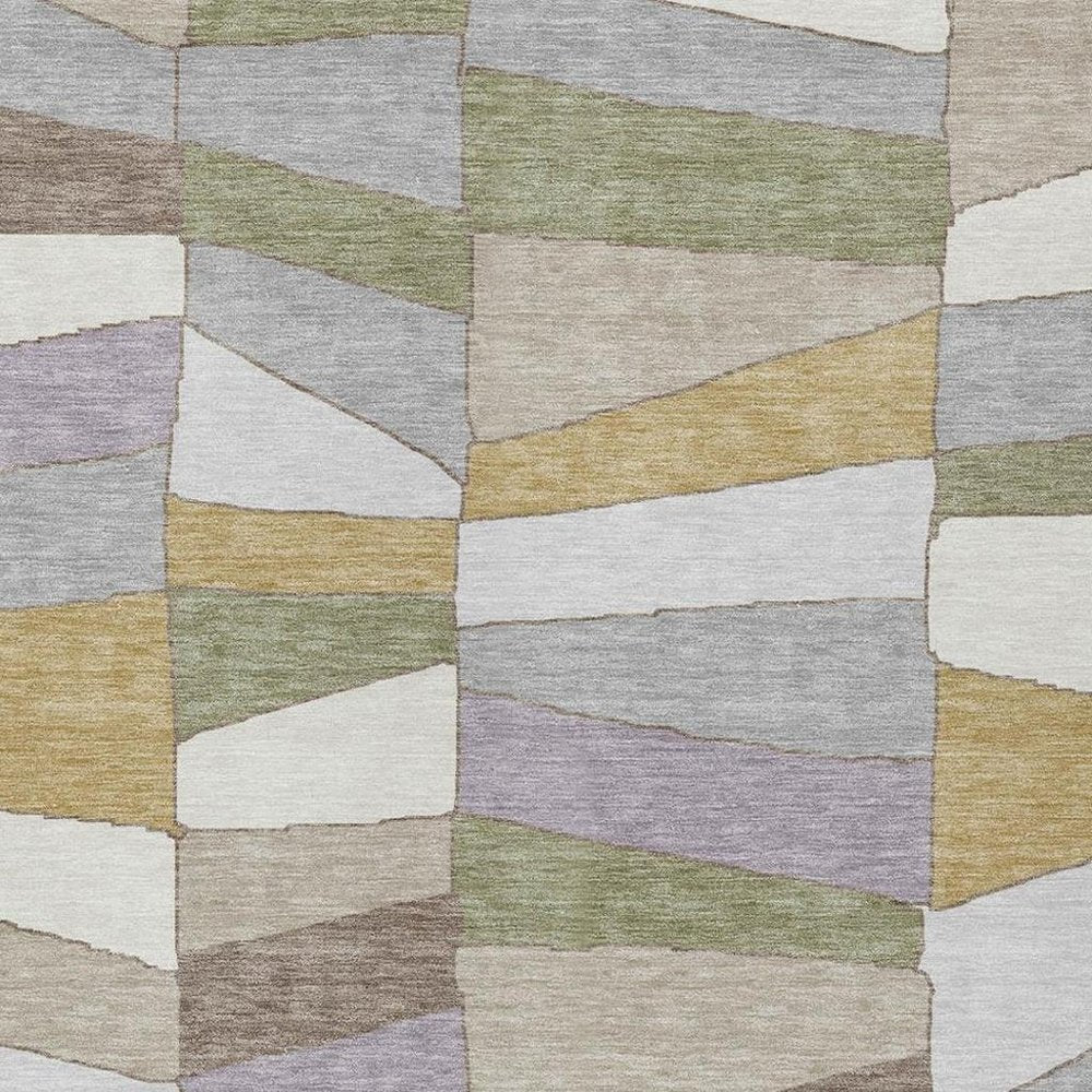 9' X 12' Pewter And Gray Geometric Washable Indoor Outdoor Area Rug — view 4