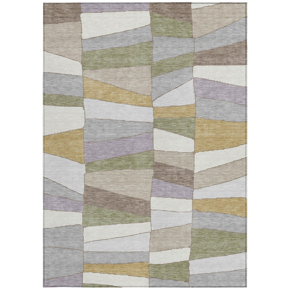 9' X 12' Pewter And Gray Geometric Washable Indoor Outdoor Area Rug — view 5