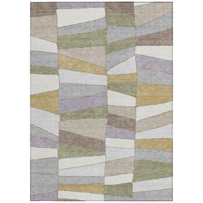 9' X 12' Pewter And Gray Geometric Washable Indoor Outdoor Area Rug HomeRoots