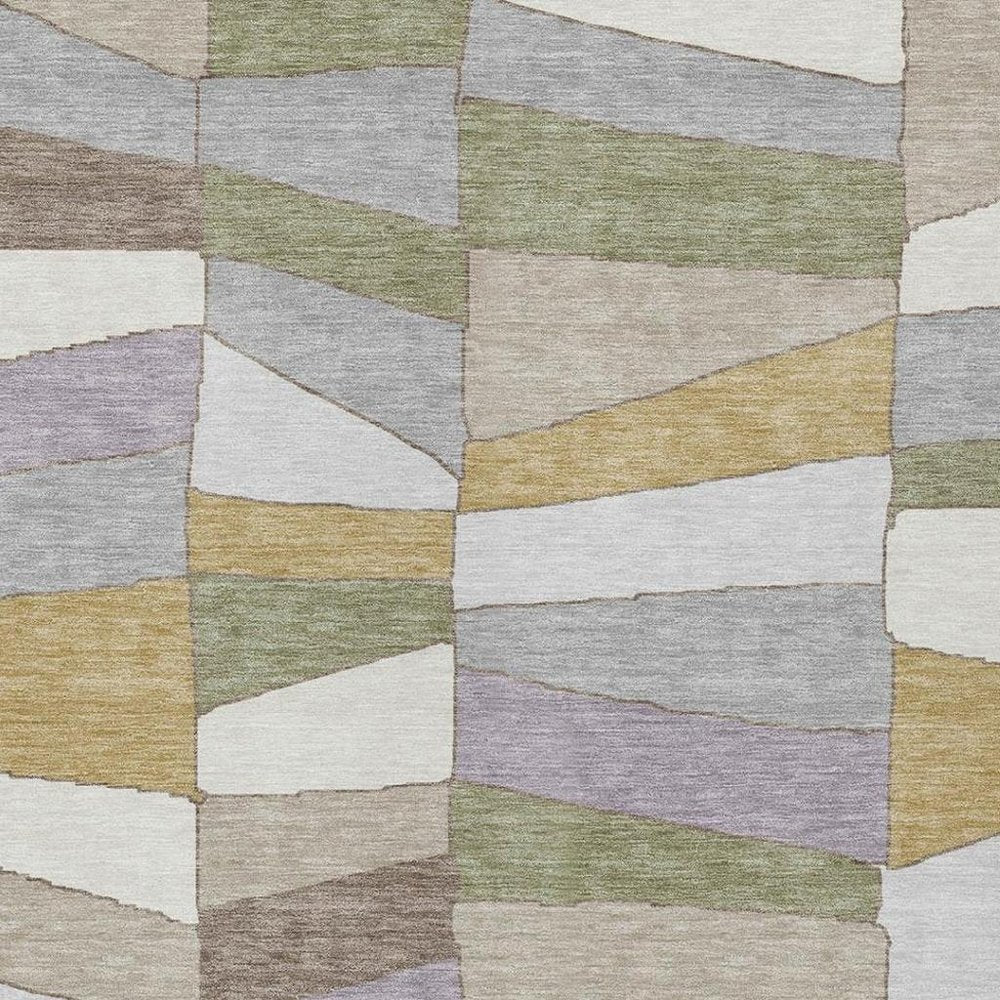 9' X 12' Pewter And Gray Geometric Washable Indoor Outdoor Area Rug HomeRoots