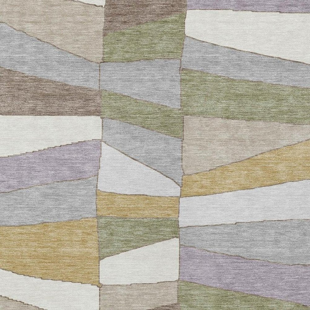 9' X 12' Pewter And Gray Geometric Washable Indoor Outdoor Area Rug HomeRoots