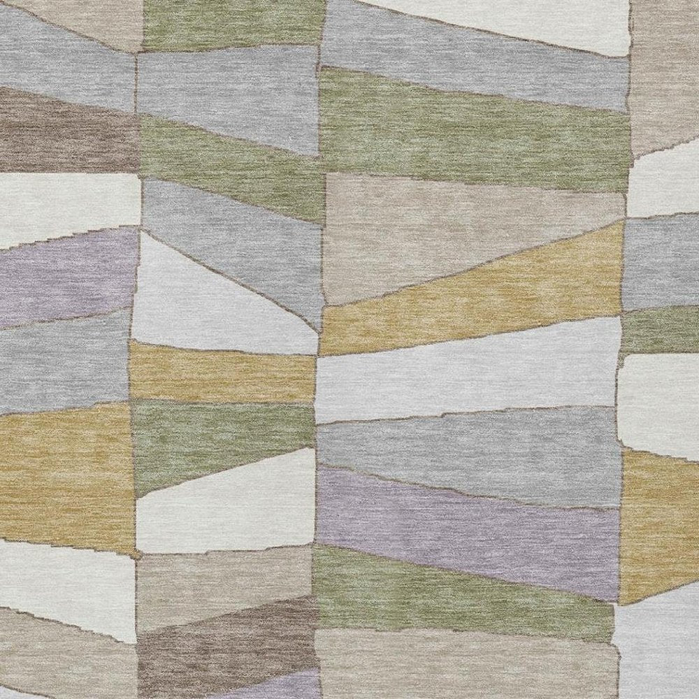 9' X 12' Pewter And Gray Geometric Washable Indoor Outdoor Area Rug HomeRoots