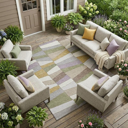 9' X 12' Pewter And Gray Geometric Washable Indoor Outdoor Area Rug HomeRoots