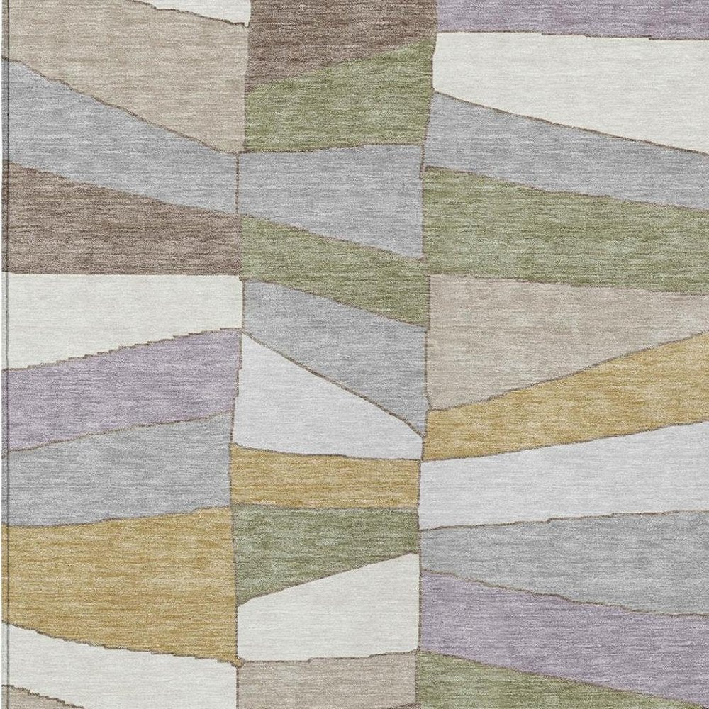 10' X 14' Pewter And Gray Geometric Washable Indoor Outdoor Area Rug HomeRoots