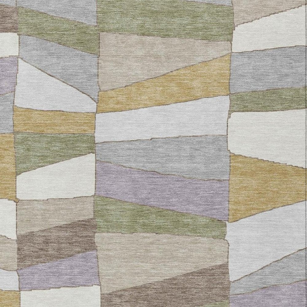 10' X 14' Pewter And Gray Geometric Washable Indoor Outdoor Area Rug — view 6