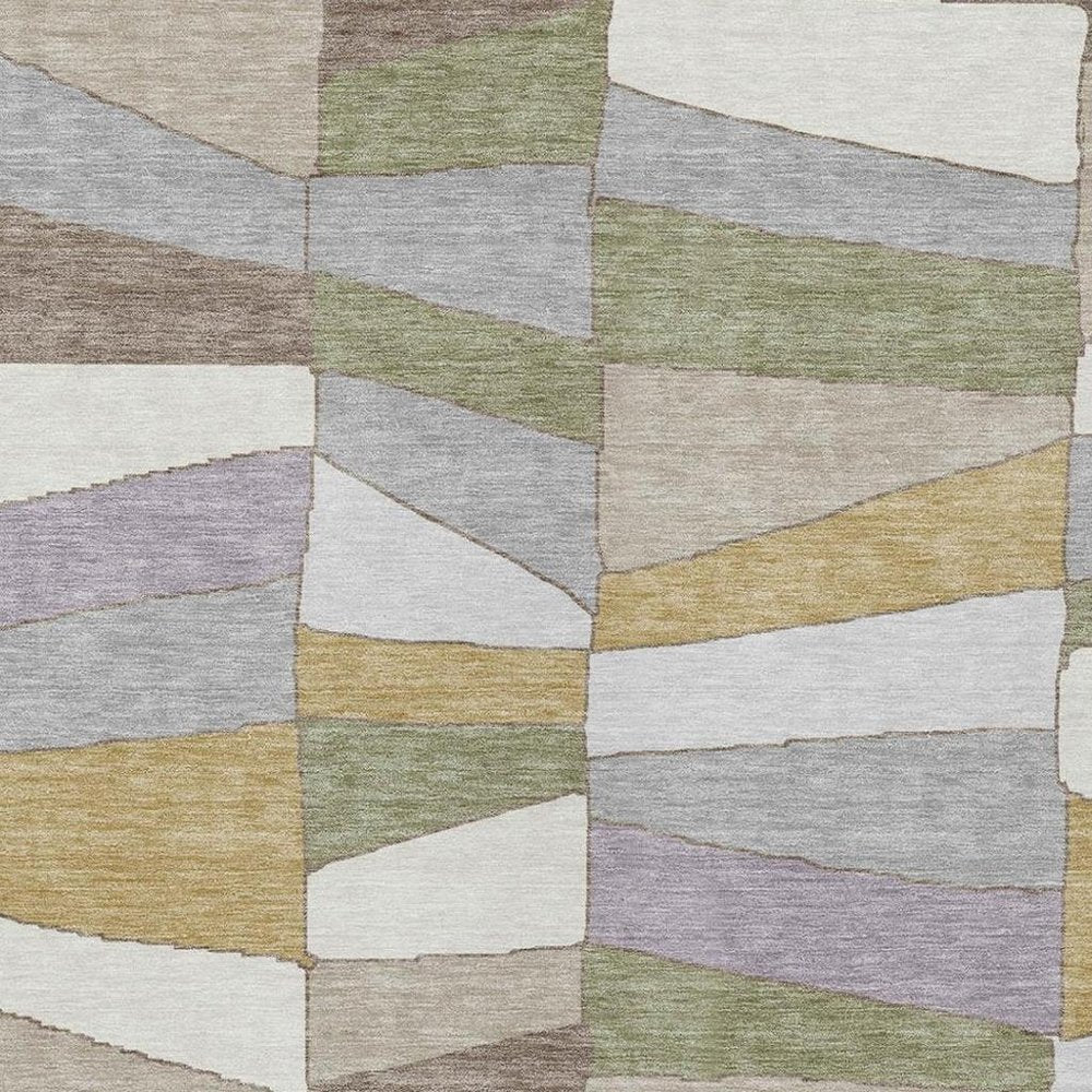 10' X 14' Pewter And Gray Geometric Washable Indoor Outdoor Area Rug — view 8