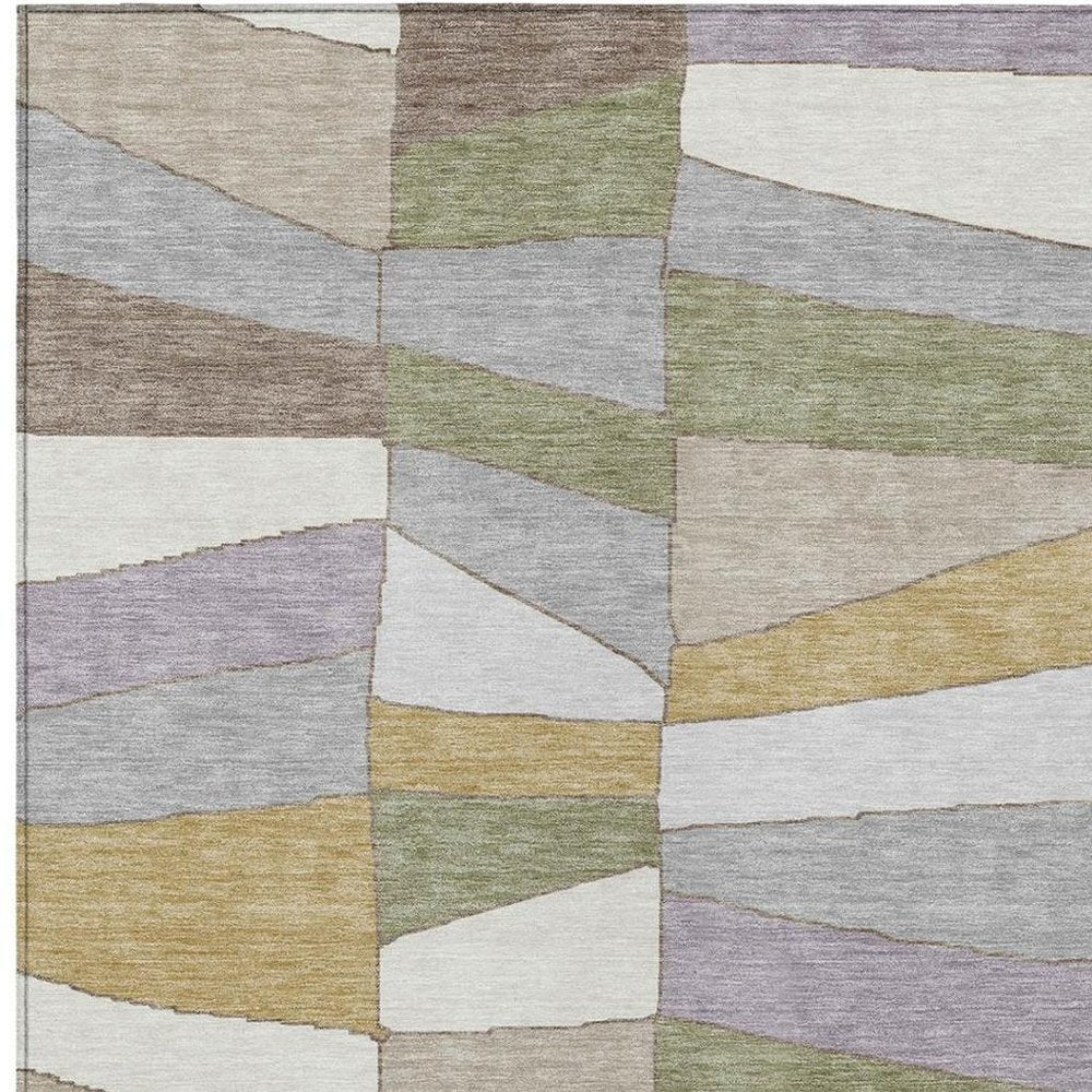 10' X 14' Pewter And Gray Geometric Washable Indoor Outdoor Area Rug HomeRoots