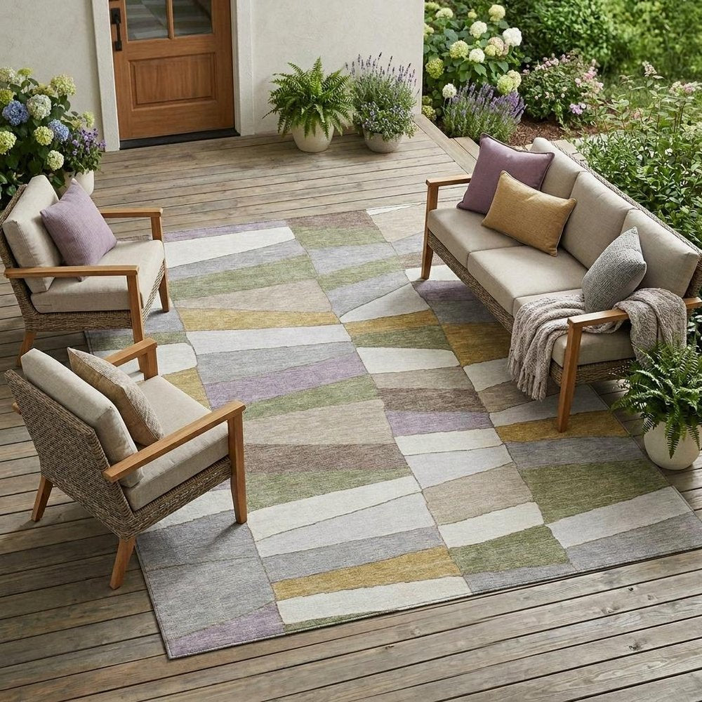 10' X 14' Pewter And Gray Geometric Washable Indoor Outdoor Area Rug — view 12