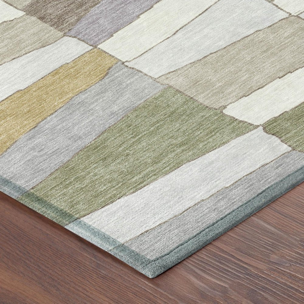 10' X 14' Pewter And Gray Geometric Washable Indoor Outdoor Area Rug — view 2