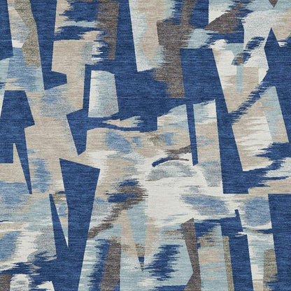3' X 5' Blue And Beige Abstract Washable Indoor Outdoor Area Rug HomeRoots
