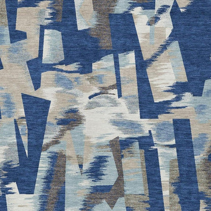 3' X 5' Blue And Beige Abstract Washable Indoor Outdoor Area Rug HomeRoots