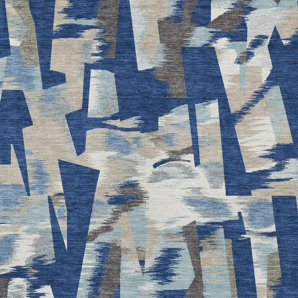 5' X 8' Blue And Beige Abstract Washable Indoor Outdoor Area Rug HomeRoots