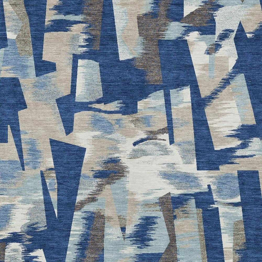 5' X 8' Blue And Beige Abstract Washable Indoor Outdoor Area Rug HomeRoots