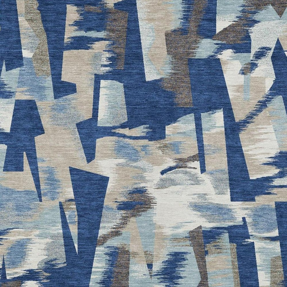 8' X 10' Blue And Beige Abstract Washable Indoor Outdoor Area Rug HomeRoots