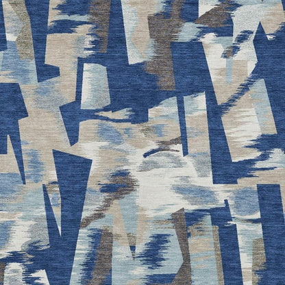 8' X 10' Blue And Beige Abstract Washable Indoor Outdoor Area Rug HomeRoots