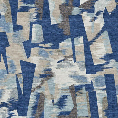 8' X 10' Blue And Beige Abstract Washable Indoor Outdoor Area Rug HomeRoots