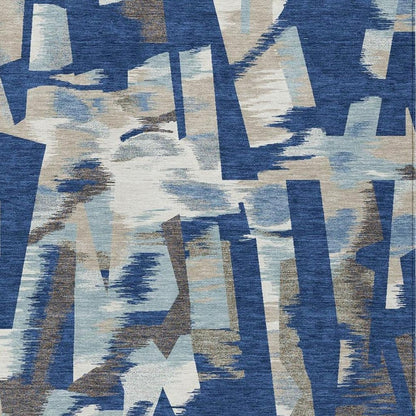 9' X 12' Blue And Beige Abstract Washable Indoor Outdoor Area Rug HomeRoots