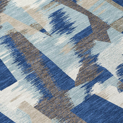 9' X 12' Blue And Beige Abstract Washable Indoor Outdoor Area Rug HomeRoots