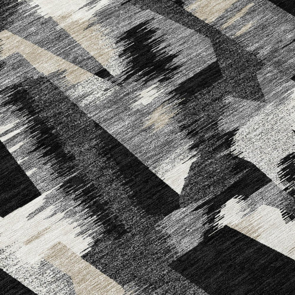 10' X 14' Black And Graphite Abstract Washable Indoor Outdoor Area Rug — view 8