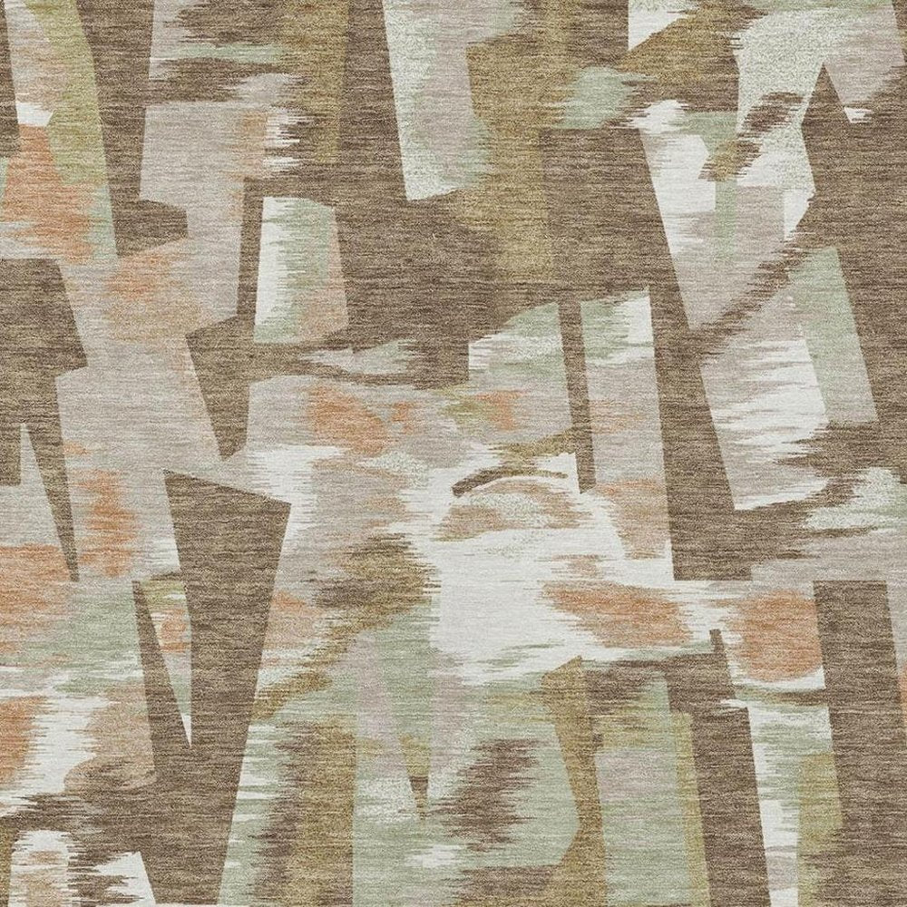 3' X 5' Brown And Beige Abstract Washable Indoor Outdoor Area Rug HomeRoots