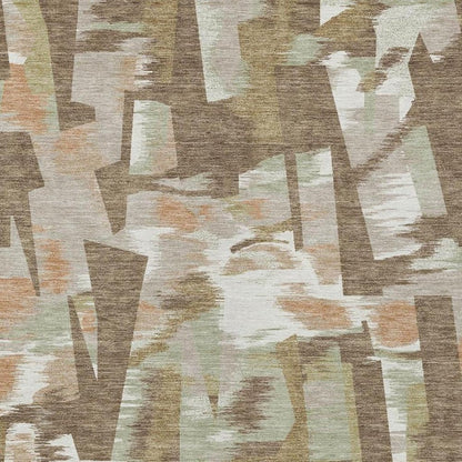 3' X 5' Brown And Beige Abstract Washable Indoor Outdoor Area Rug HomeRoots