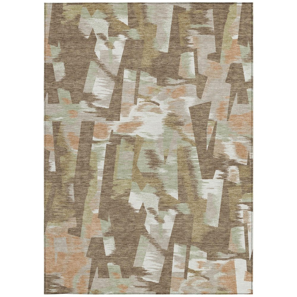 3' X 5' Brown And Beige Abstract Washable Indoor Outdoor Area Rug HomeRoots