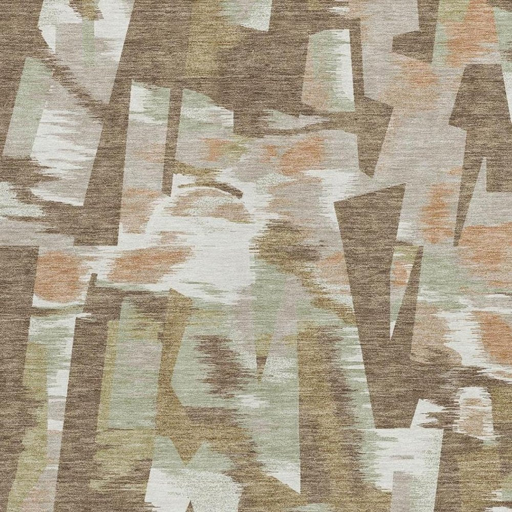 3' X 5' Brown And Beige Abstract Washable Indoor Outdoor Area Rug — view 8
