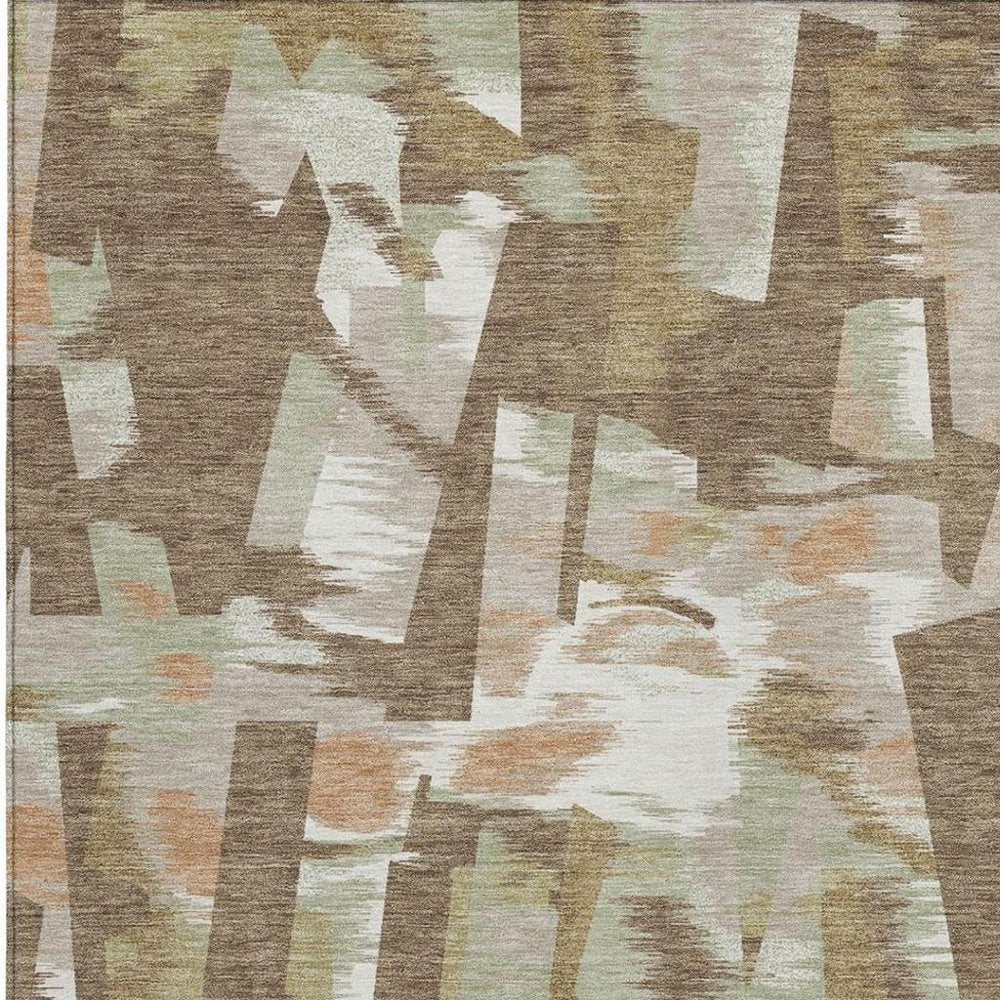 3' X 5' Brown And Beige Abstract Washable Indoor Outdoor Area Rug HomeRoots