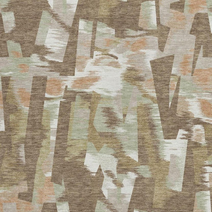 3' X 5' Brown And Beige Abstract Washable Indoor Outdoor Area Rug