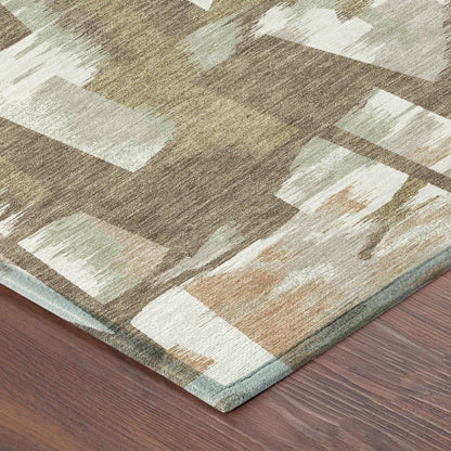 3' X 5' Brown And Beige Abstract Washable Indoor Outdoor Area Rug HomeRoots