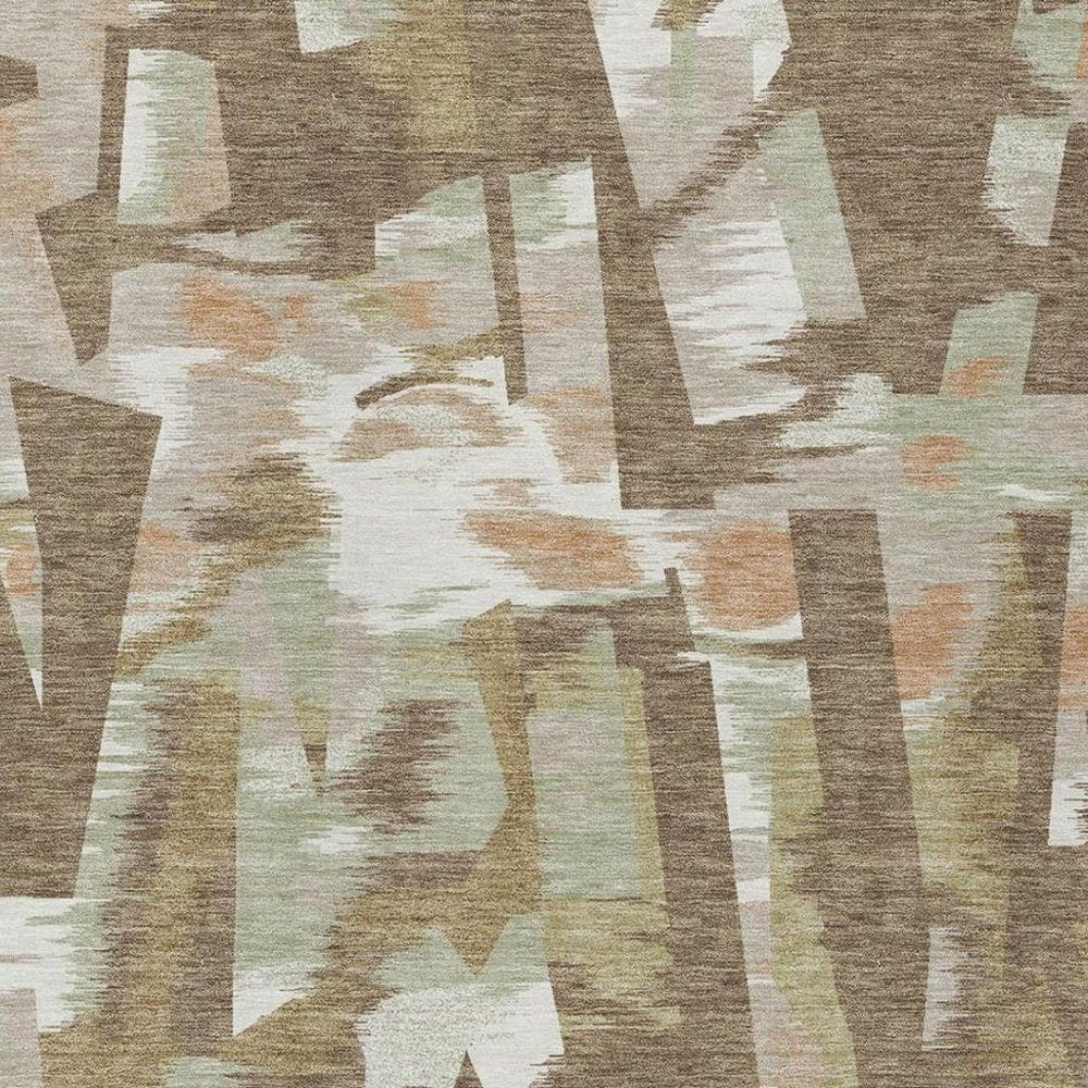 8' X 10' Brown And Beige Abstract Washable Indoor Outdoor Area Rug — view 4