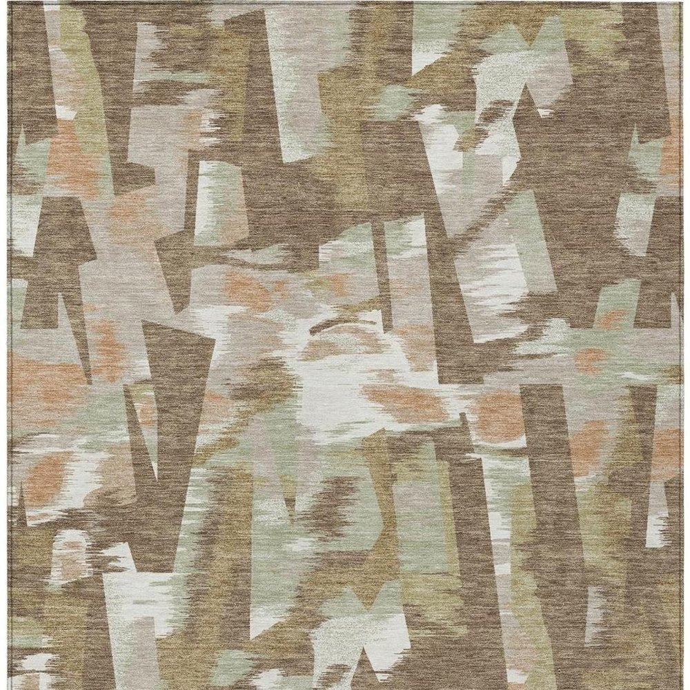 8' X 10' Brown And Beige Abstract Washable Indoor Outdoor Area Rug HomeRoots