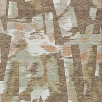 8' X 10' Brown And Beige Abstract Washable Indoor Outdoor Area Rug HomeRoots