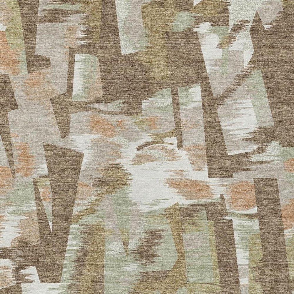 8' X 10' Brown And Beige Abstract Washable Indoor Outdoor Area Rug HomeRoots