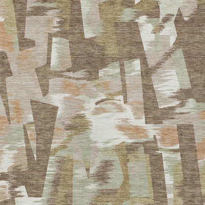 8' X 10' Brown And Beige Abstract Washable Indoor Outdoor Area Rug HomeRoots