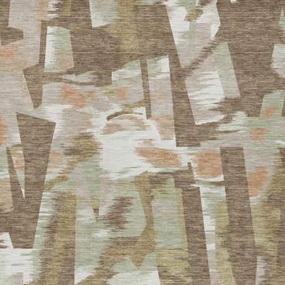 8' X 10' Brown And Beige Abstract Washable Indoor Outdoor Area Rug