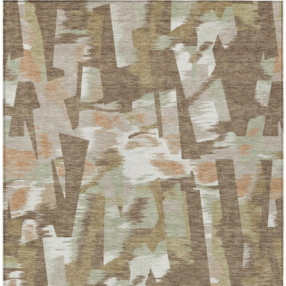9' X 12' Brown And Beige Abstract Washable Indoor Outdoor Area Rug HomeRoots