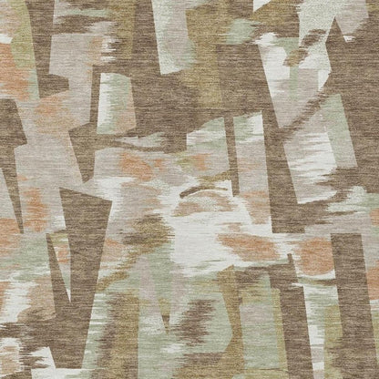 9' X 12' Brown And Beige Abstract Washable Indoor Outdoor Area Rug HomeRoots