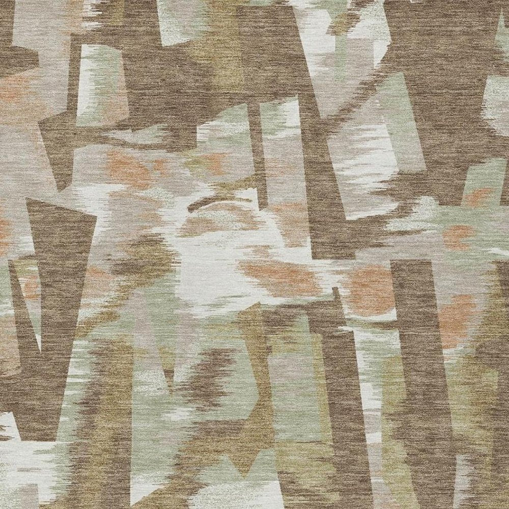 9' X 12' Brown And Beige Abstract Washable Indoor Outdoor Area Rug HomeRoots