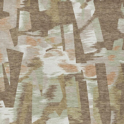 9' X 12' Brown And Beige Abstract Washable Indoor Outdoor Area Rug HomeRoots