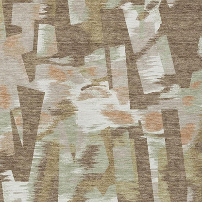 10' X 14' Brown And Beige Abstract Washable Indoor Outdoor Area Rug HomeRoots
