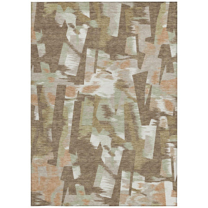 10' X 14' Brown And Beige Abstract Washable Indoor Outdoor Area Rug HomeRoots