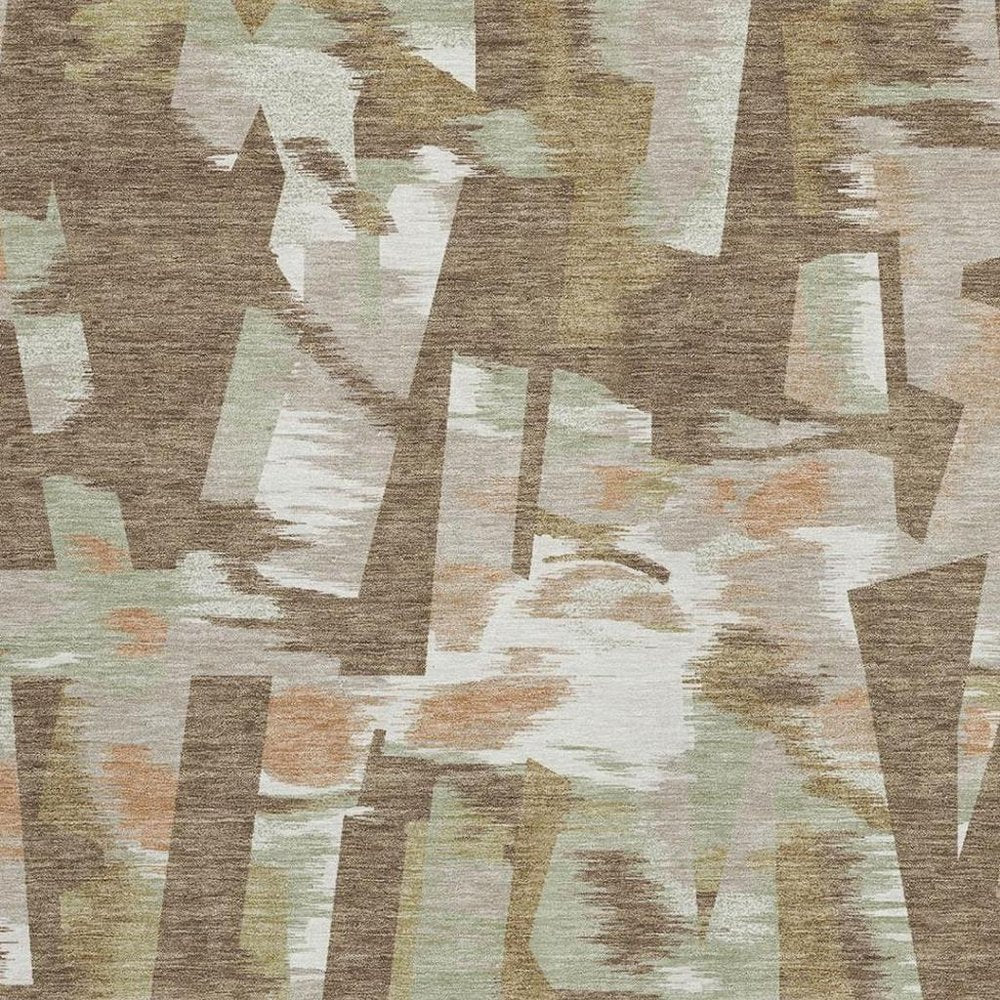 10' X 14' Brown And Beige Abstract Washable Indoor Outdoor Area Rug HomeRoots