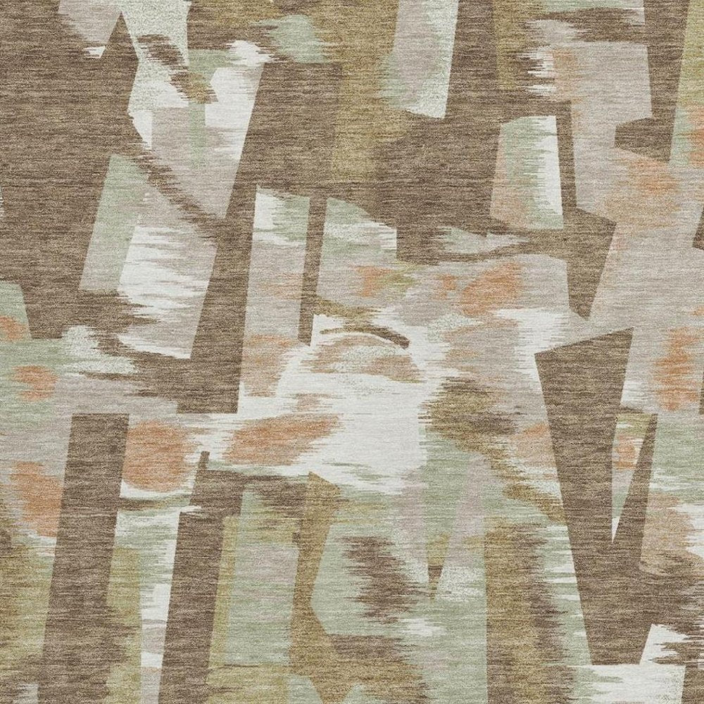 10' X 14' Brown And Beige Abstract Washable Indoor Outdoor Area Rug HomeRoots
