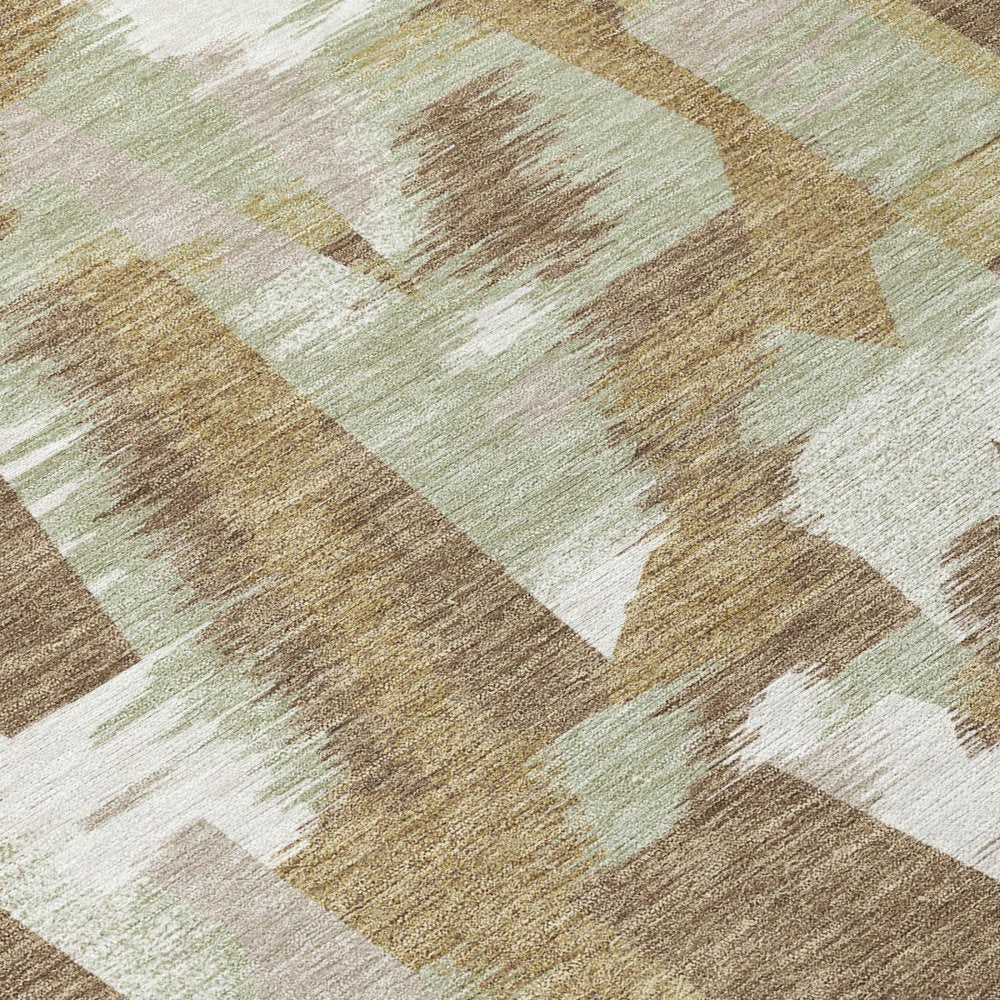 10' X 14' Brown And Beige Abstract Washable Indoor Outdoor Area Rug — view 3